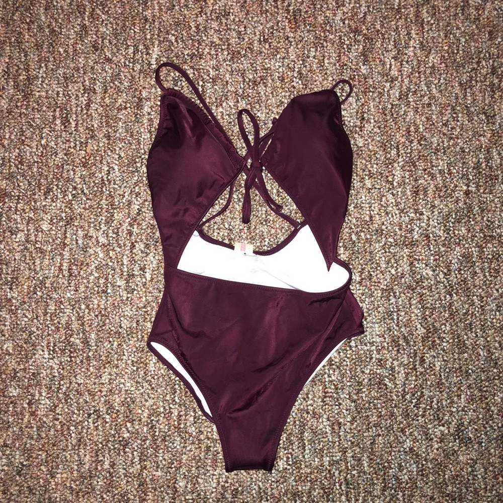 NWT VS PINK Keyhole Front-Tie One Piece